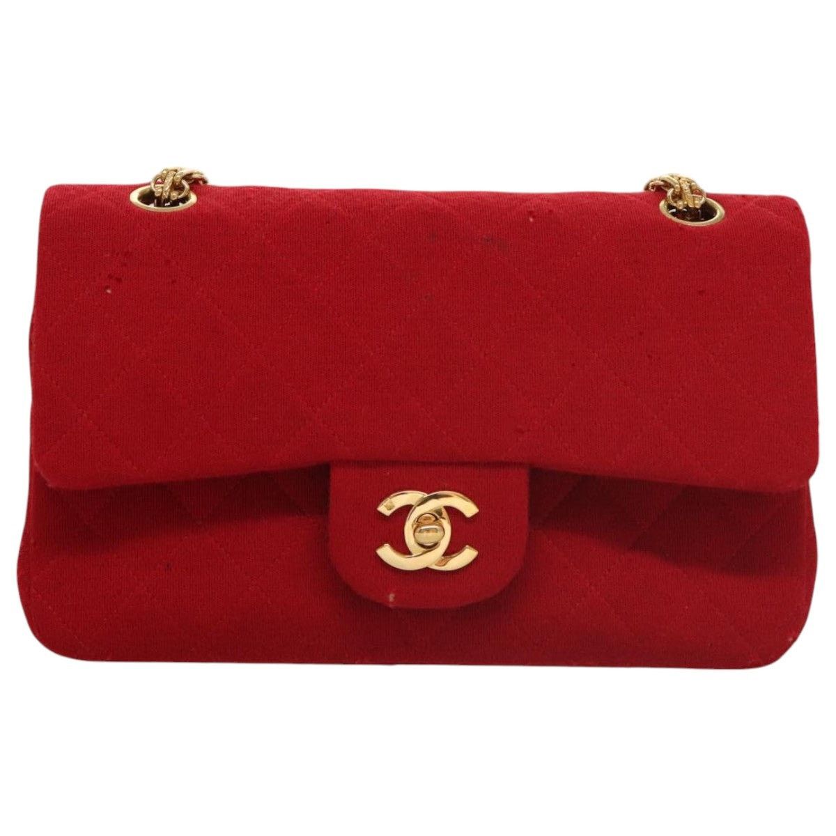 Chanel CHANEL Matelasse Chain Shoulder Bag Cotton Red Gold CC Size ONE SIZE - 13 Thumbnail