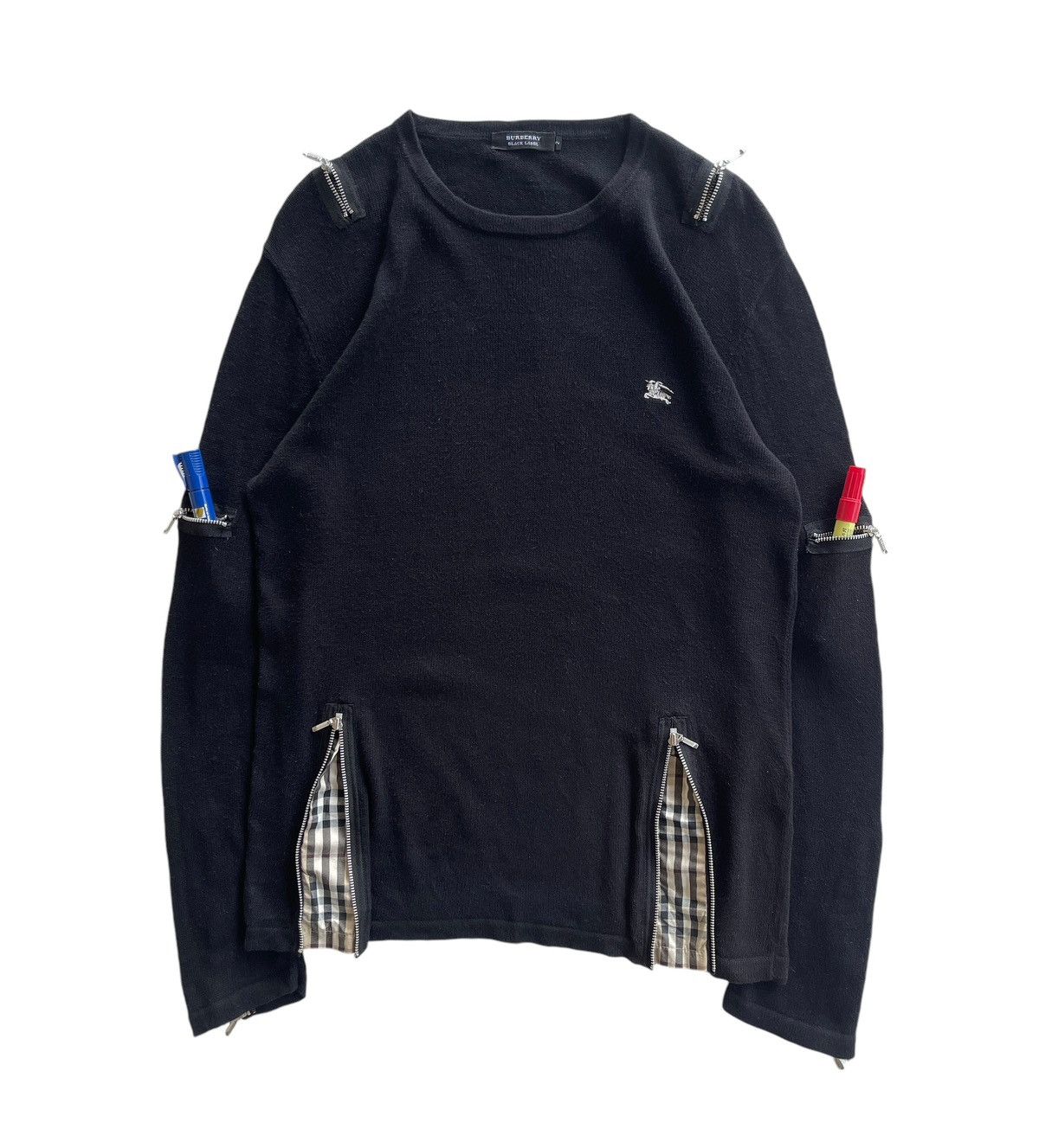 Burberry Black Label Multi-Zip Bondage Cotton Knit Shirt Size US S / EU 44-46 / 1 - 5 Thumbnail