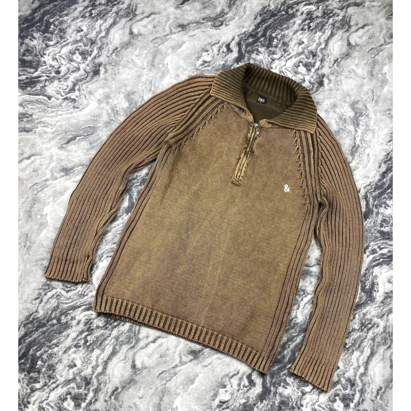 Dolce & Gabbana VINTAGE Dolce&Gabbana Ribbed Knit Sweater 1/4 Zip Men Size M Brown Pullover Knit Long Sleeve Winter Casual Mens Size US M / EU 48-50 / 2 - 2 Thumbnail