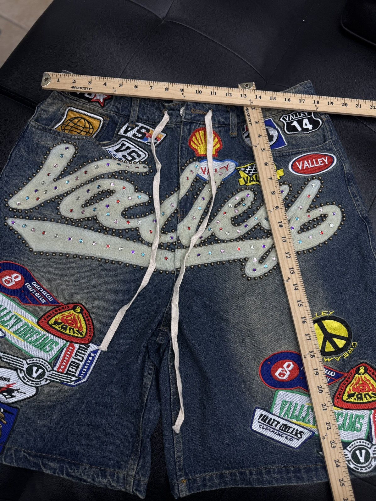Vale Vale Blue Denim Patchwork Shorts Size 34 (Brand New) Size US 34 / EU 50 - 10 Thumbnail