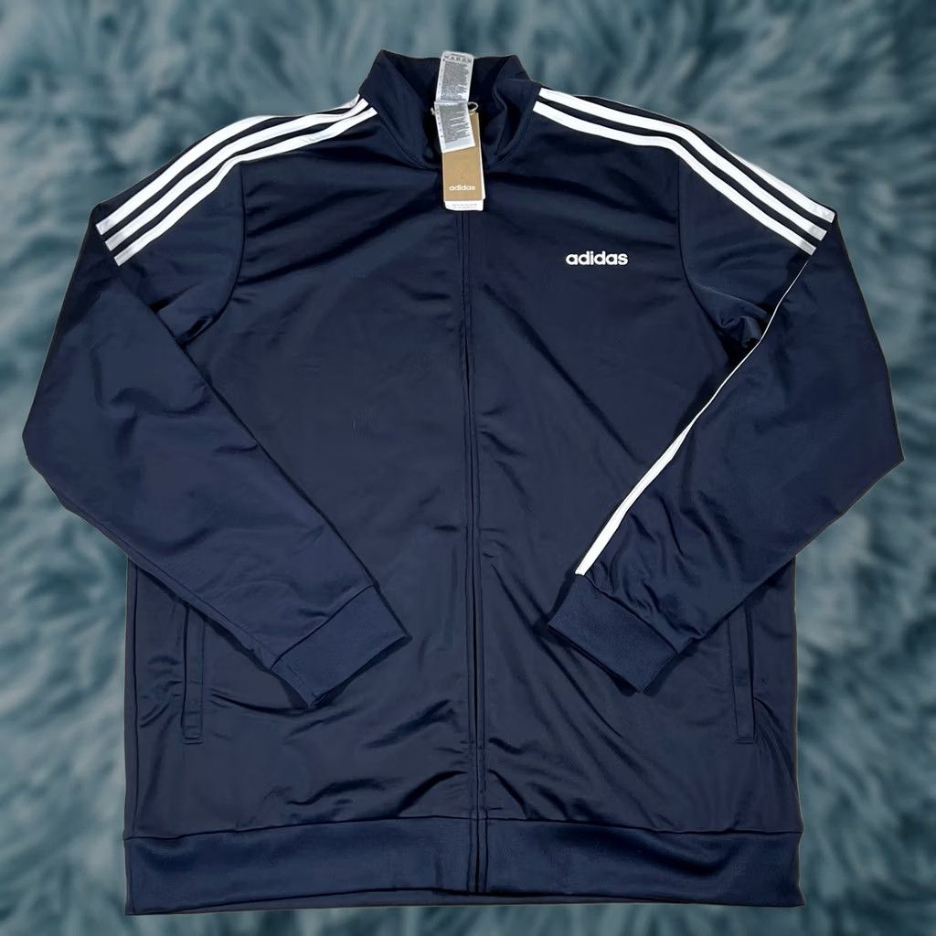 Adidas ADIDAS Track Jacket 2XLT Blue Full Zip Striped 3 Stripes NWT Men T Essentials Gym Activewear Jacket Size US XXL / EU 58 / 5 - 1 Thumbnail