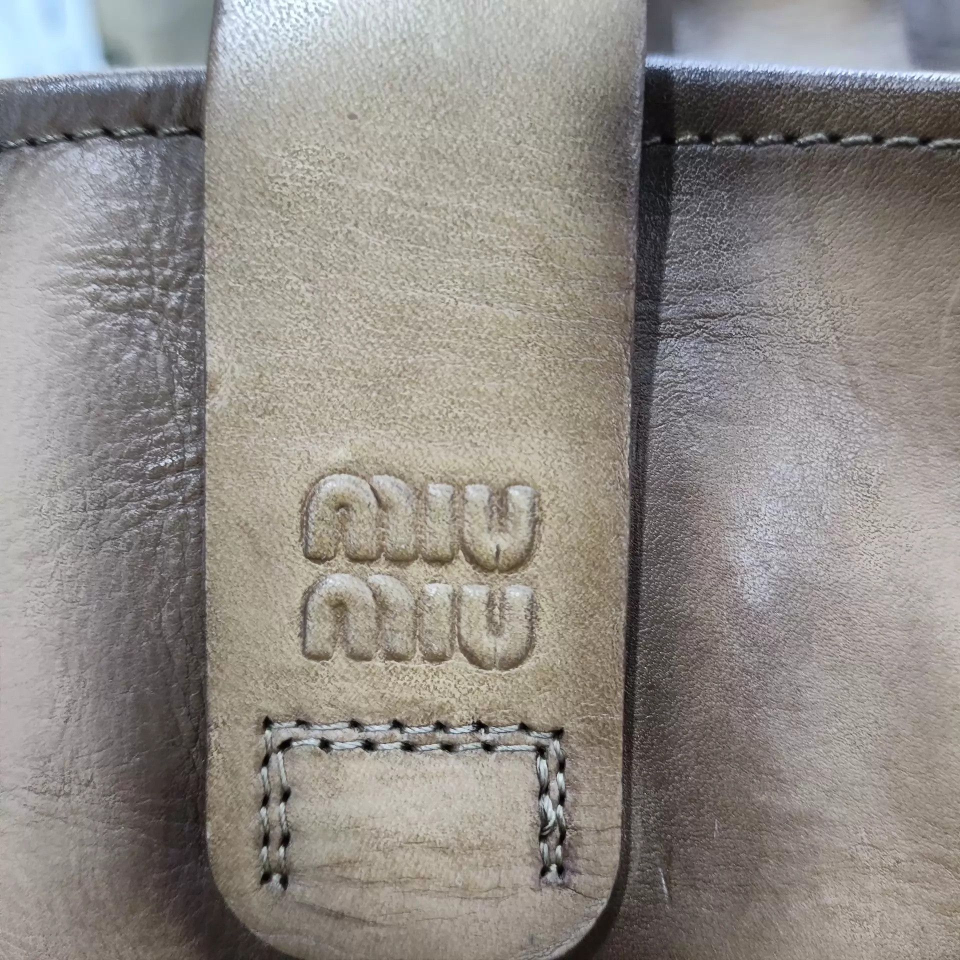 Miu Miu Miumiu26SS L.Brown Distressed Leather Western Boot Low Heel Size US 5.5 / IT 35.5 - 2 Thumbnail
