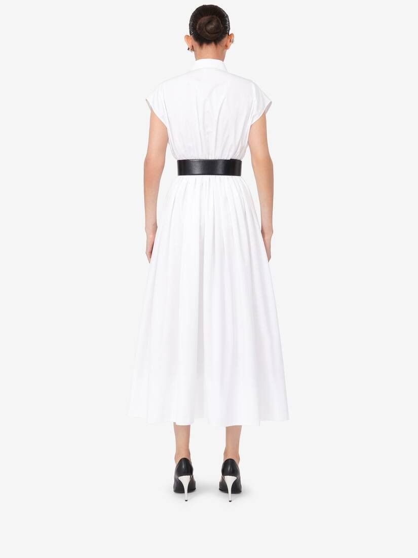 Alexander McQueen o1srvl11e0326 Dropped Shoulder Shirt Dress in Optic White Size M / US 6-8 / IT 42-44 - 4 Thumbnail
