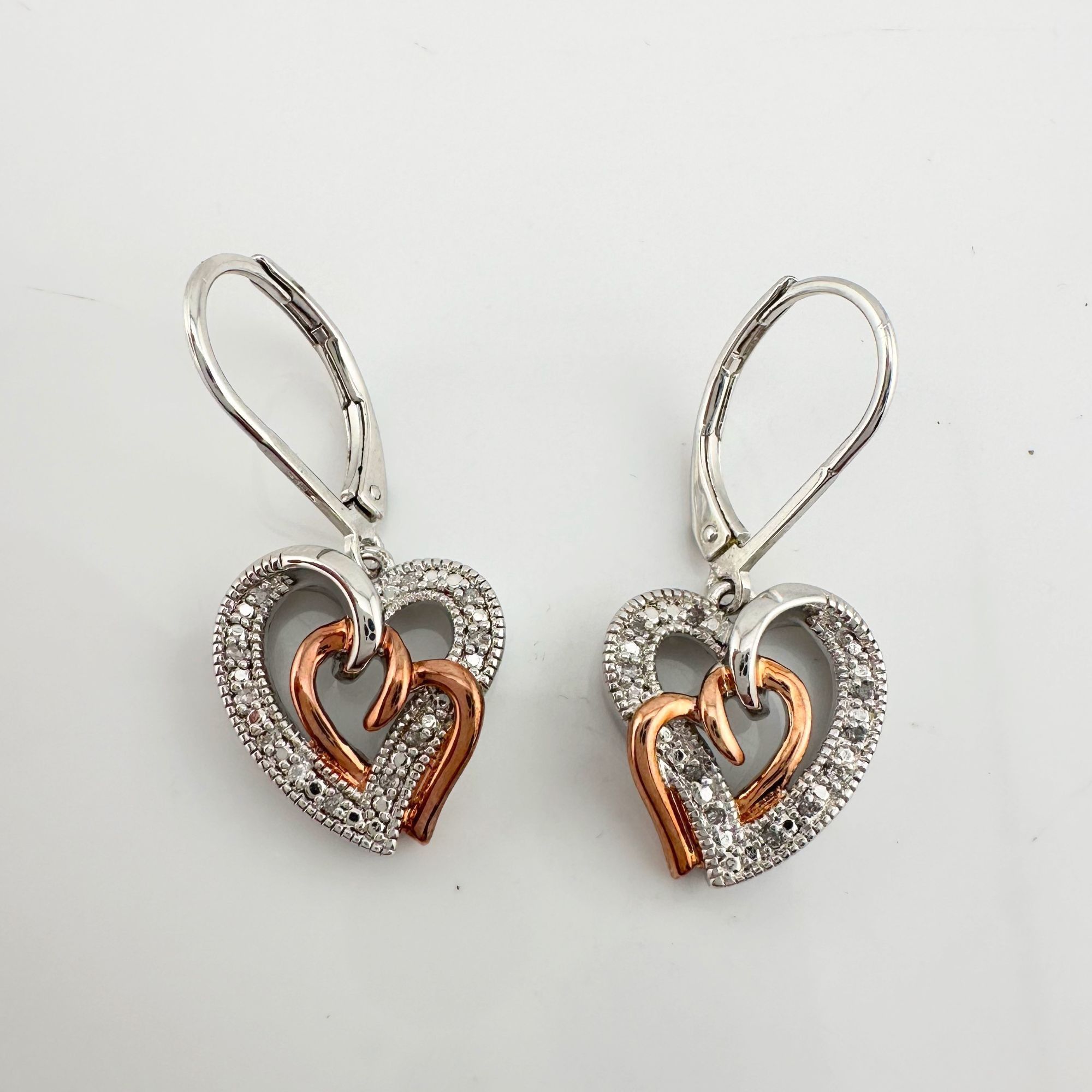 Other Two Tone Interlocking Hearts Diamond Accent Earrings Size ONE SIZE - 6 Thumbnail