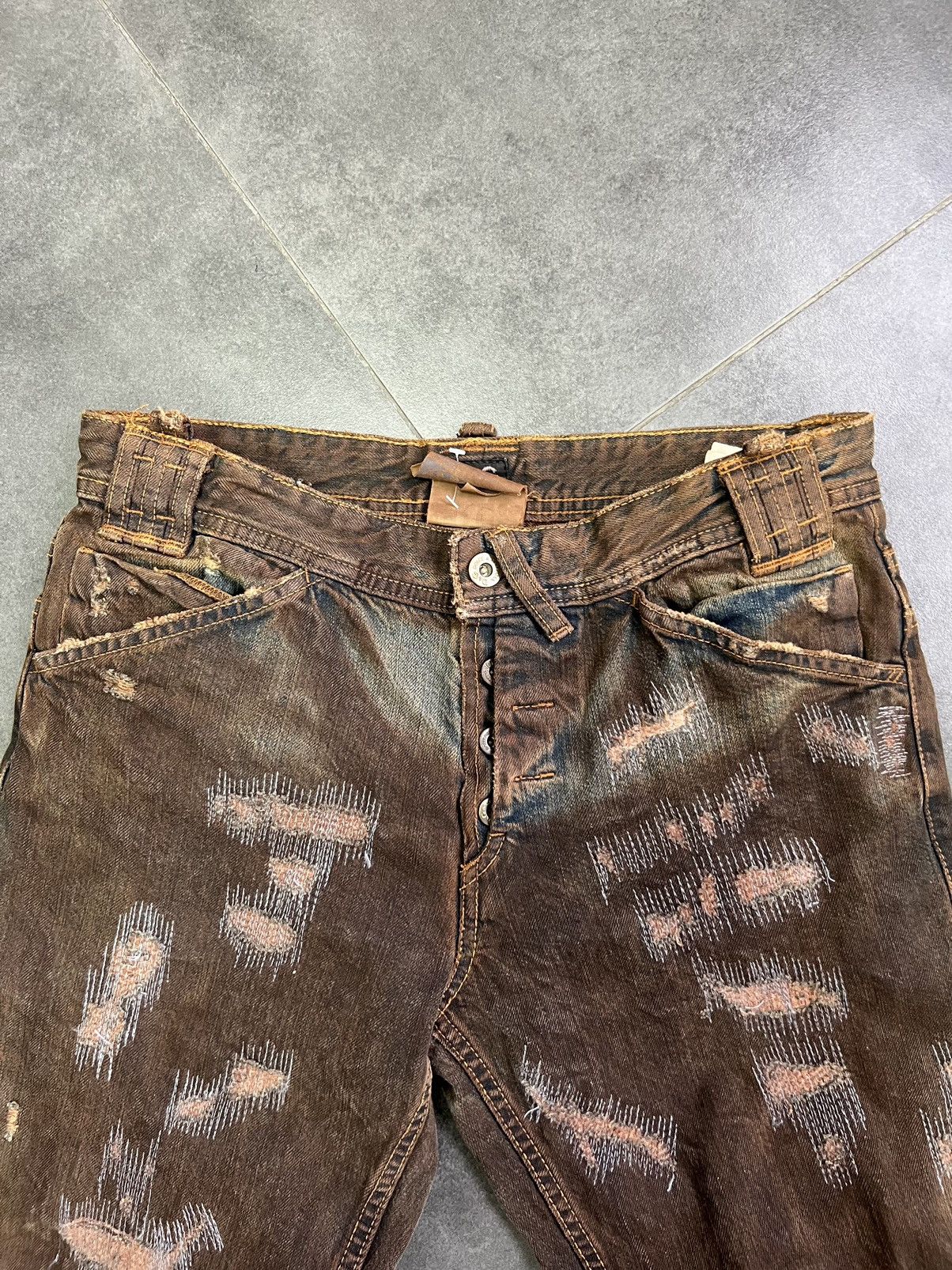 Dolce & Gabbana × Vintage Dolce Gabbana sashiko distressed avant Garde y2k dg jeans Size 30" / US 8 / IT 44 - 14 Thumbnail