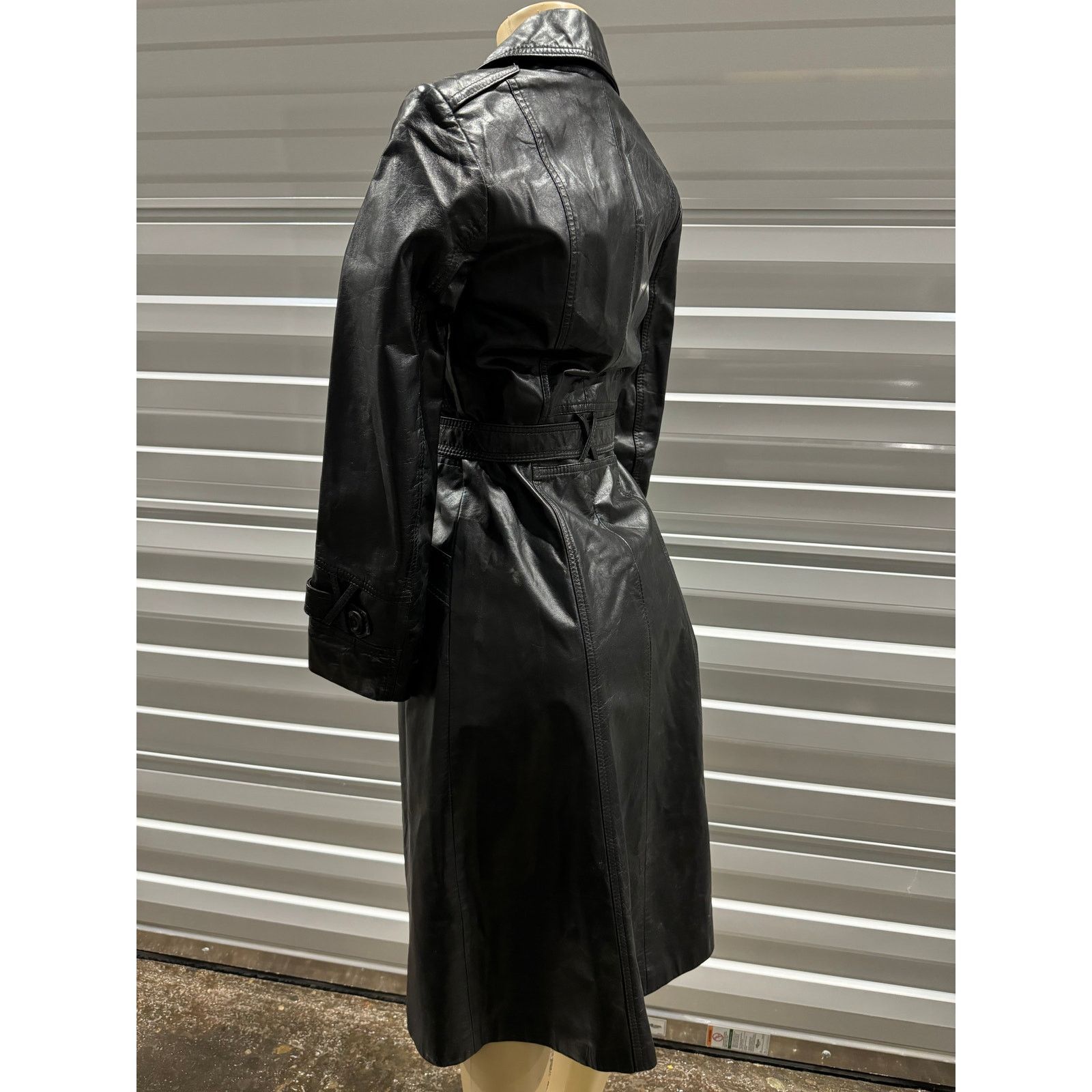 Vintage LEATHER vintage TRENCH COAT Size XS / US 0-2 / IT 36-38 - 9 Thumbnail