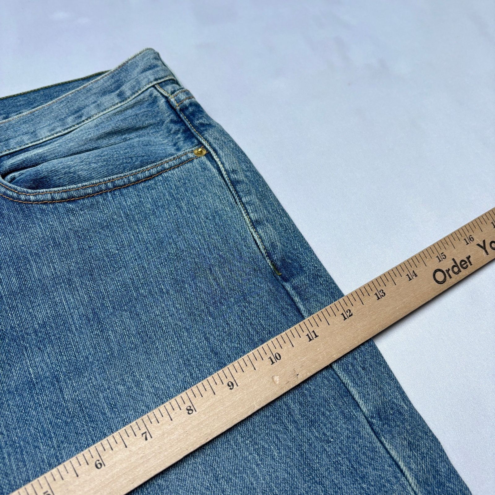 Sid Mashburn $185 Sid Mashburn Light Wash Denim 36x32 Slim Straight Jeans Size US 36 / EU 52 - 6 Thumbnail