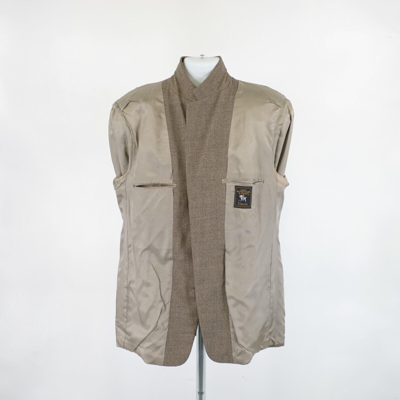 Hart Schaffner Marx Hart Schaffner Marx Tweed Wool Gray Tan Weave Sport Coat 44L Size 44L - 11 Thumbnail
