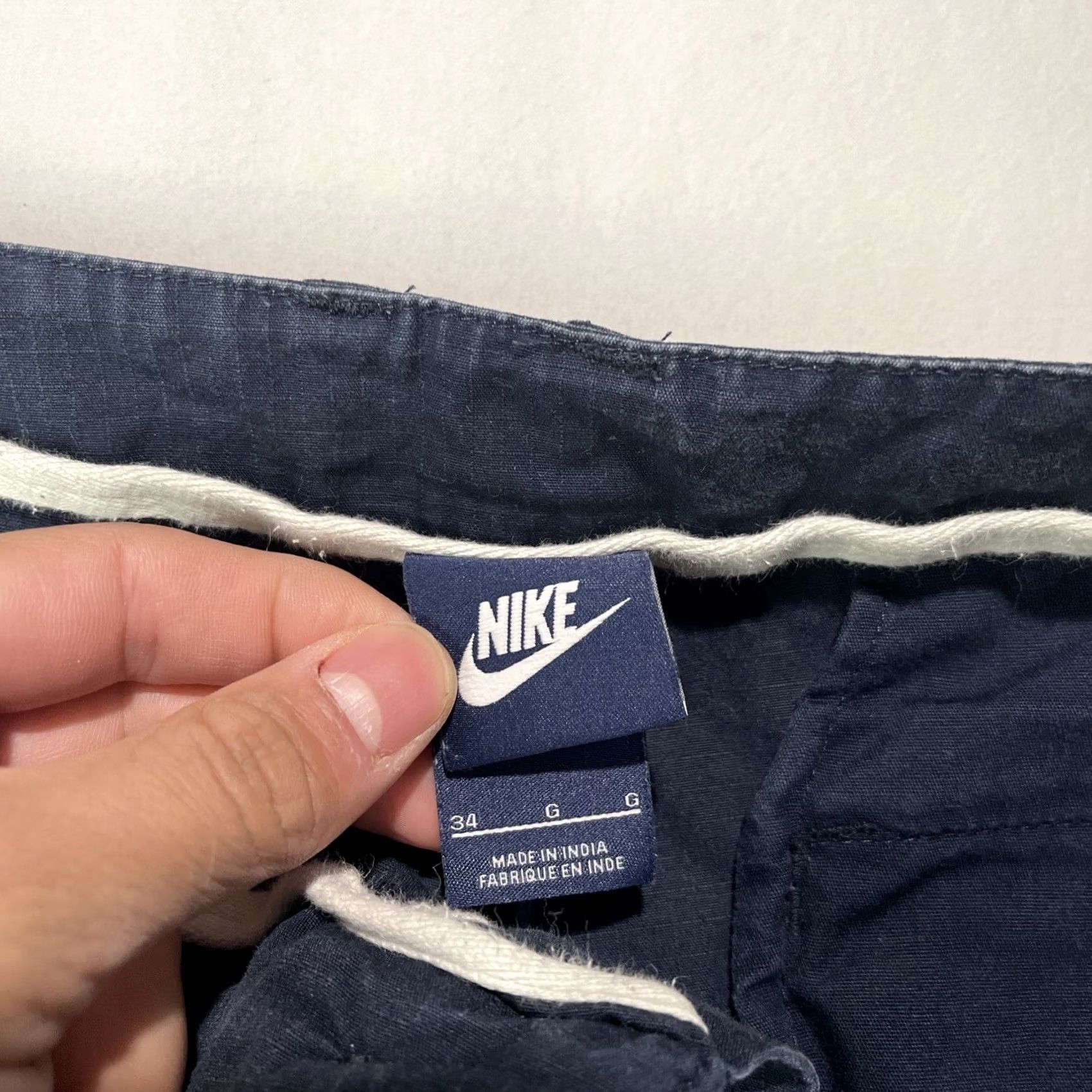 Nike Nike Cargo Shorts Mens 34 Large Navy Blue Swoosh Logo Button Zip Ripstop Size US 34 / EU 50 - 5 Thumbnail
