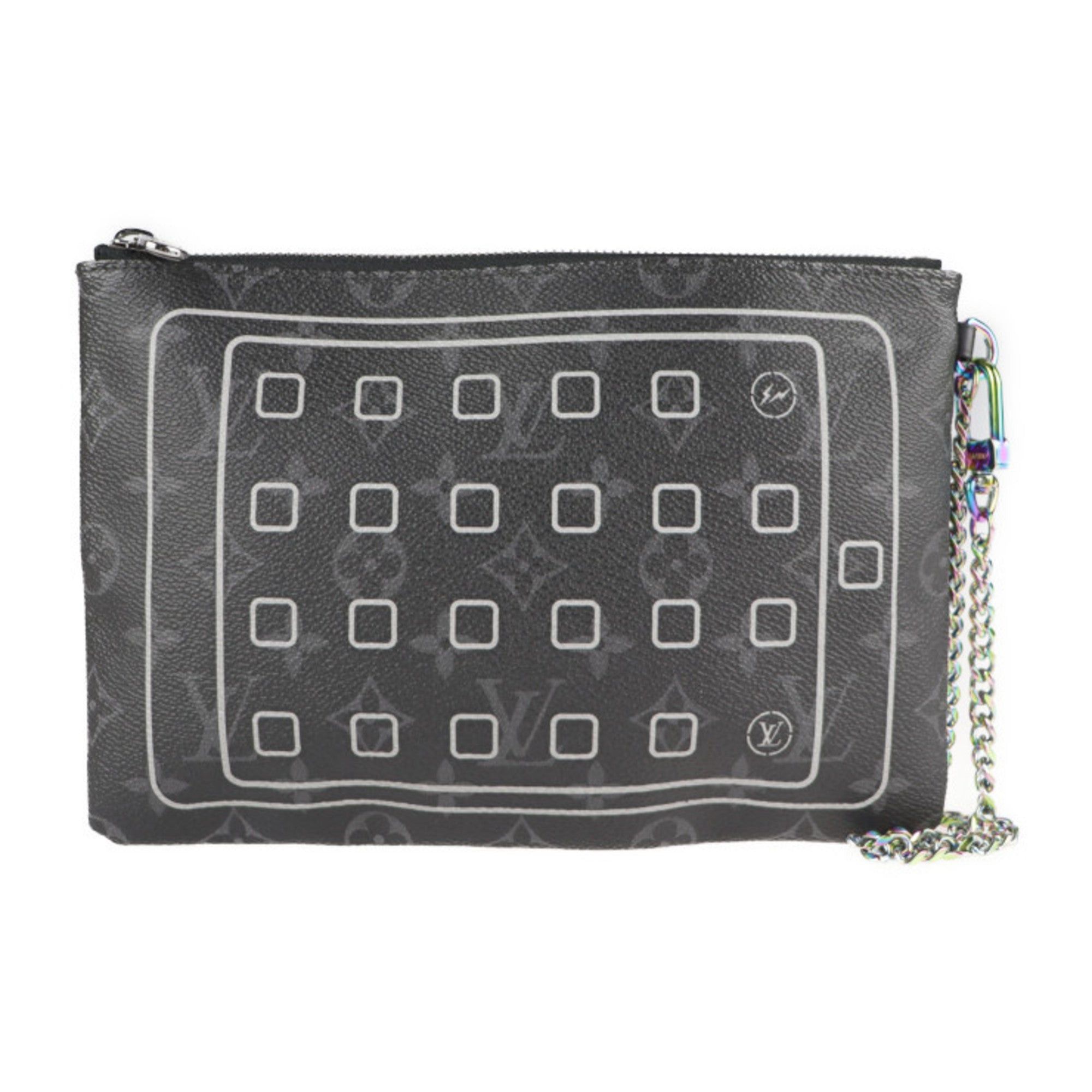image of Louis Vuitton Fragment Collaboration Ipad Case Clutch Bag M64449 Monogram Eclipse Pvc Leather Black
