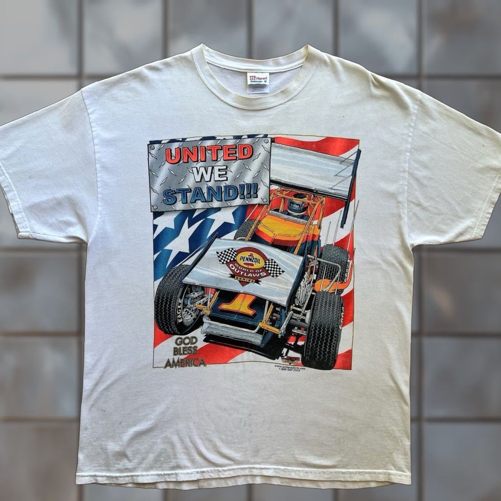 Vintage VINTAGE Outlaws Racing Shirt XL White 90s Pennzoil Eagle Art USA AOP Shirt Mens 90s Size US XL / EU 56 / 4 - 1 Thumbnail