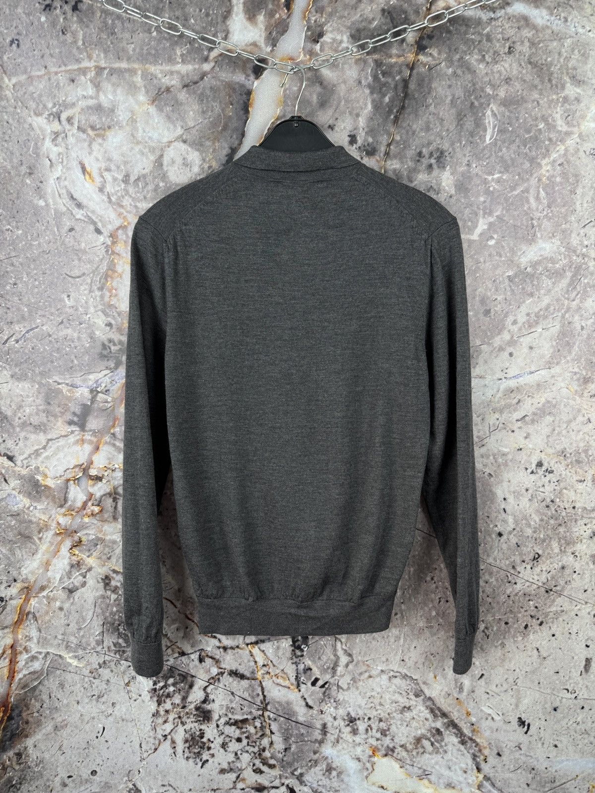 Reiss Nigel Hall Men’s Long Sleeve Polo Sweater Dark Gray Size M Size US M / EU 48-50 / 2 - 9 Thumbnail