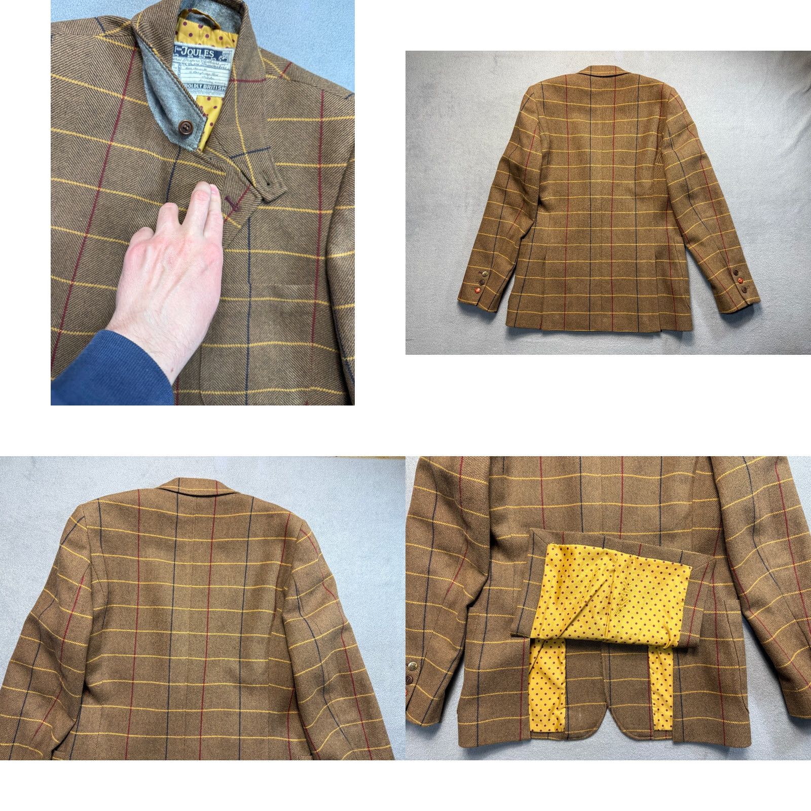 Vintage Joules Blazer Jacket Wool blend brown mens M Size 40R - 10 Thumbnail