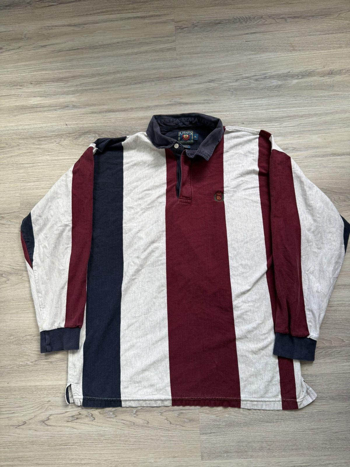 Chaps Ralph Lauren × Vintage Vintage Chaps Ralph Lauren Striped Polo Longsleeve Size US XL / EU 56 / 4 - 1 Thumbnail