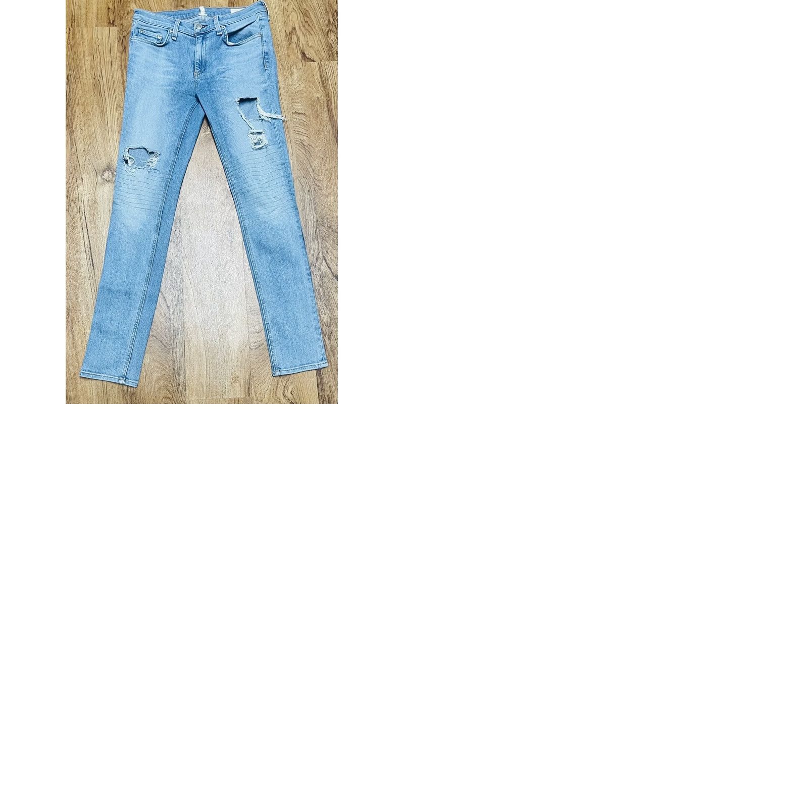 Rag & Bone VINTAGE? No. Rag & Bone Jeans Skinny Light Wash 29 Blue Women’s Cut Outs 5-Pocket Denim Stretch Distressed W1502K520 Mens? Size 29" - 8 Thumbnail