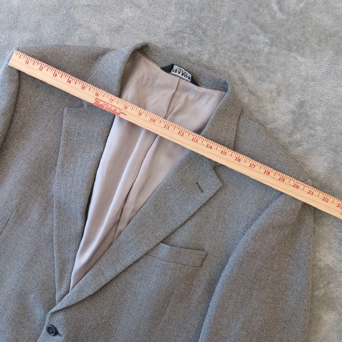 Jos. A. Bank Jos A Bank Blazer Mens 46 Long Gray Herringbone Wool Two Button Single Vent Vintage No Size 46R - 3 Thumbnail