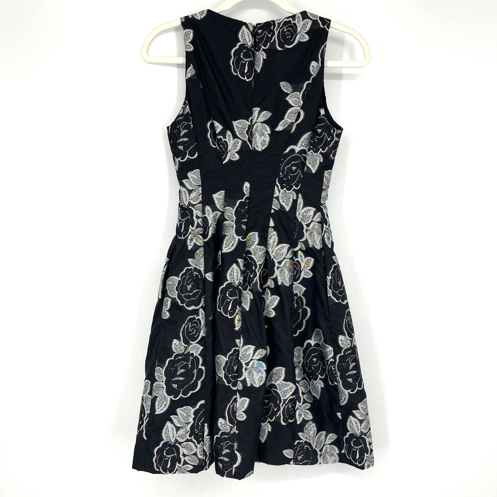 Prabal Gurung Prabal Gurung Collective Black Floral Jacquard Flare Dress 0 Size XS / US 0-2 / IT 36-38 - 2 Thumbnail