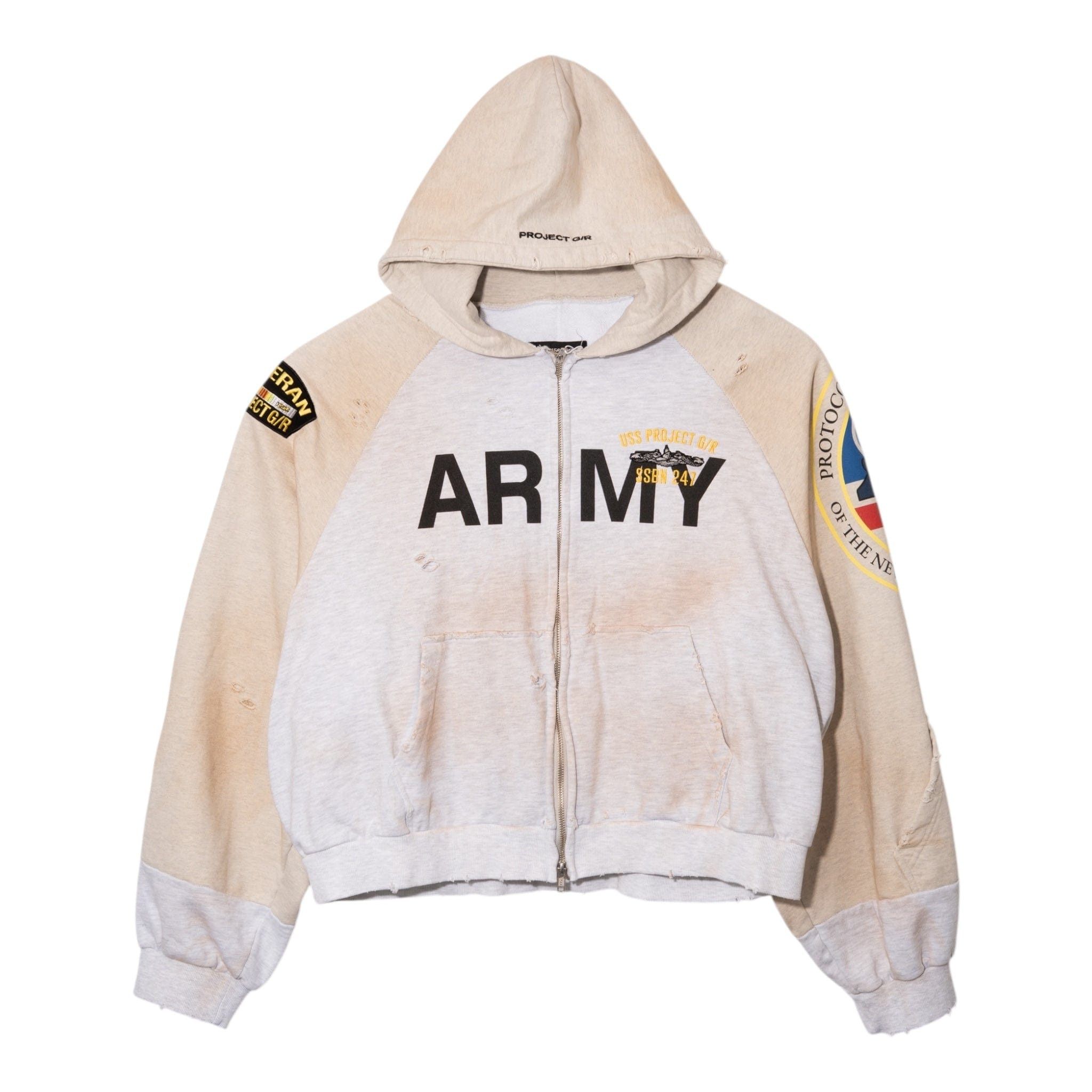 ［希少］PROJECT G/R ARMY ZIP HOODIE SIZE 1 Project G/R Reconstructed Folded Army Zip Hoodie (Dirty