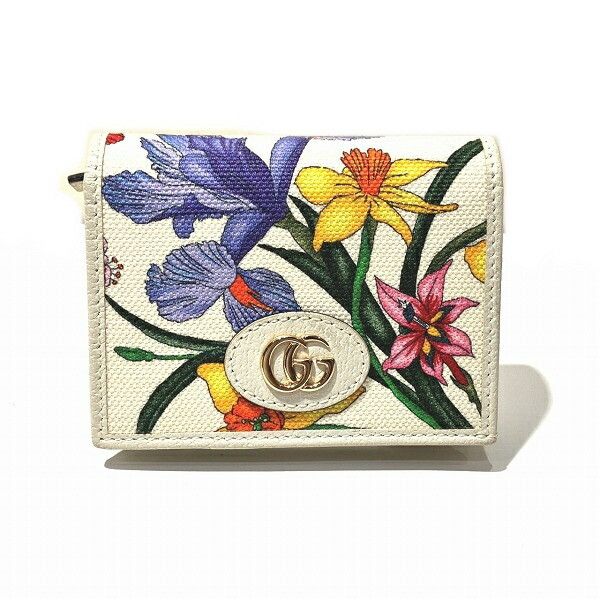 Gucci Gucci Gucci GG Marmont Flora Compact Wallet Canvas Short Wallet 577347 in Good Condition Size ONE SIZE - 1 Thumbnail