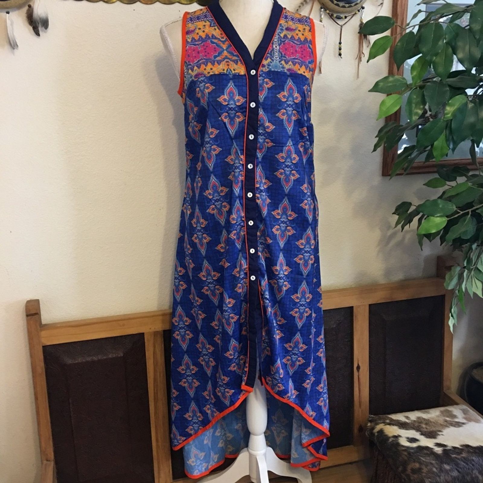 Designer Bohemania button front hi low summer dress Size S / US 4 / IT 40 - 1 Thumbnail