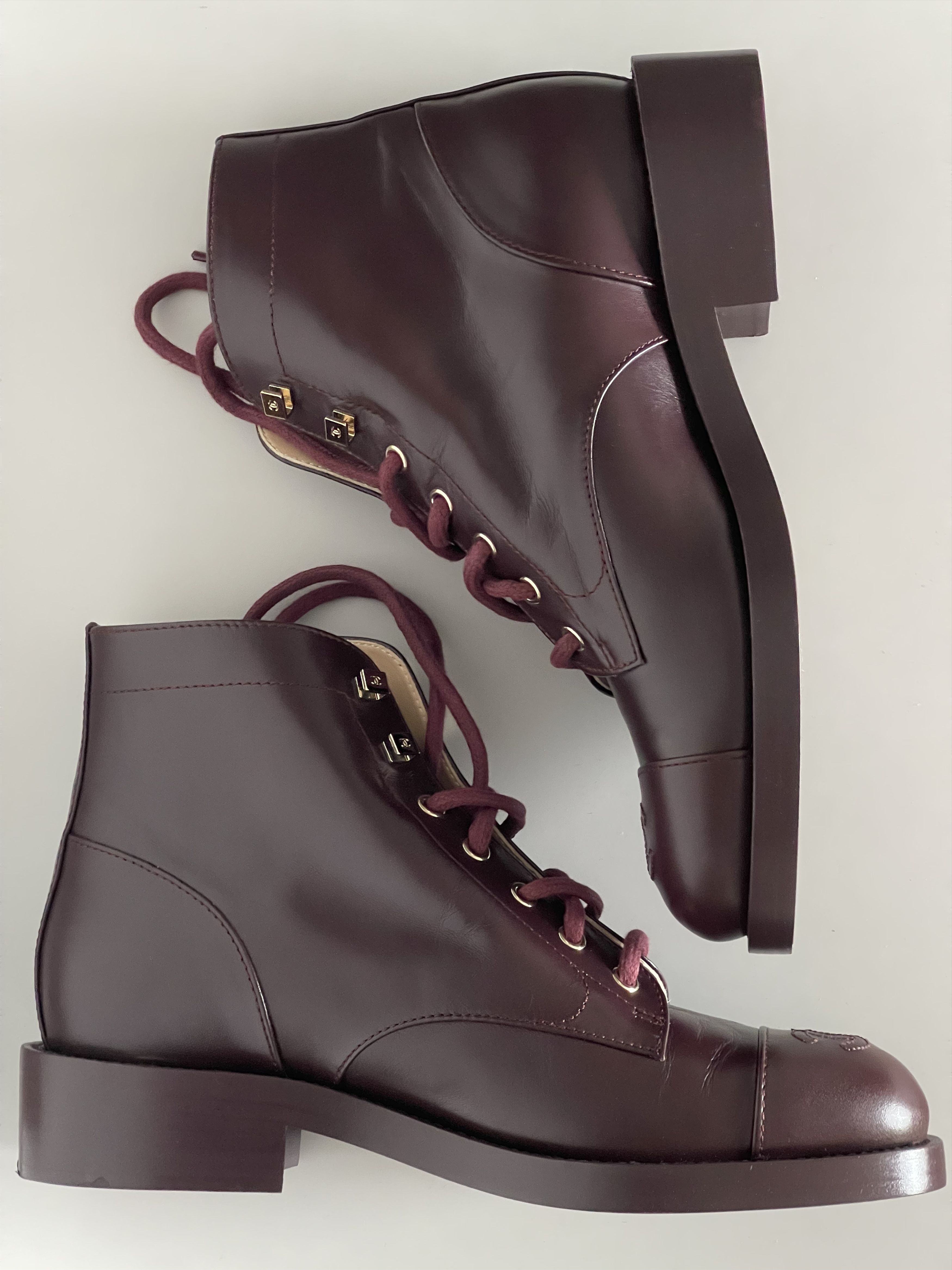 Chanel Chanel lace up ankle boots, burgundy, size 39 Size US 9 / IT 39 - 7 Thumbnail