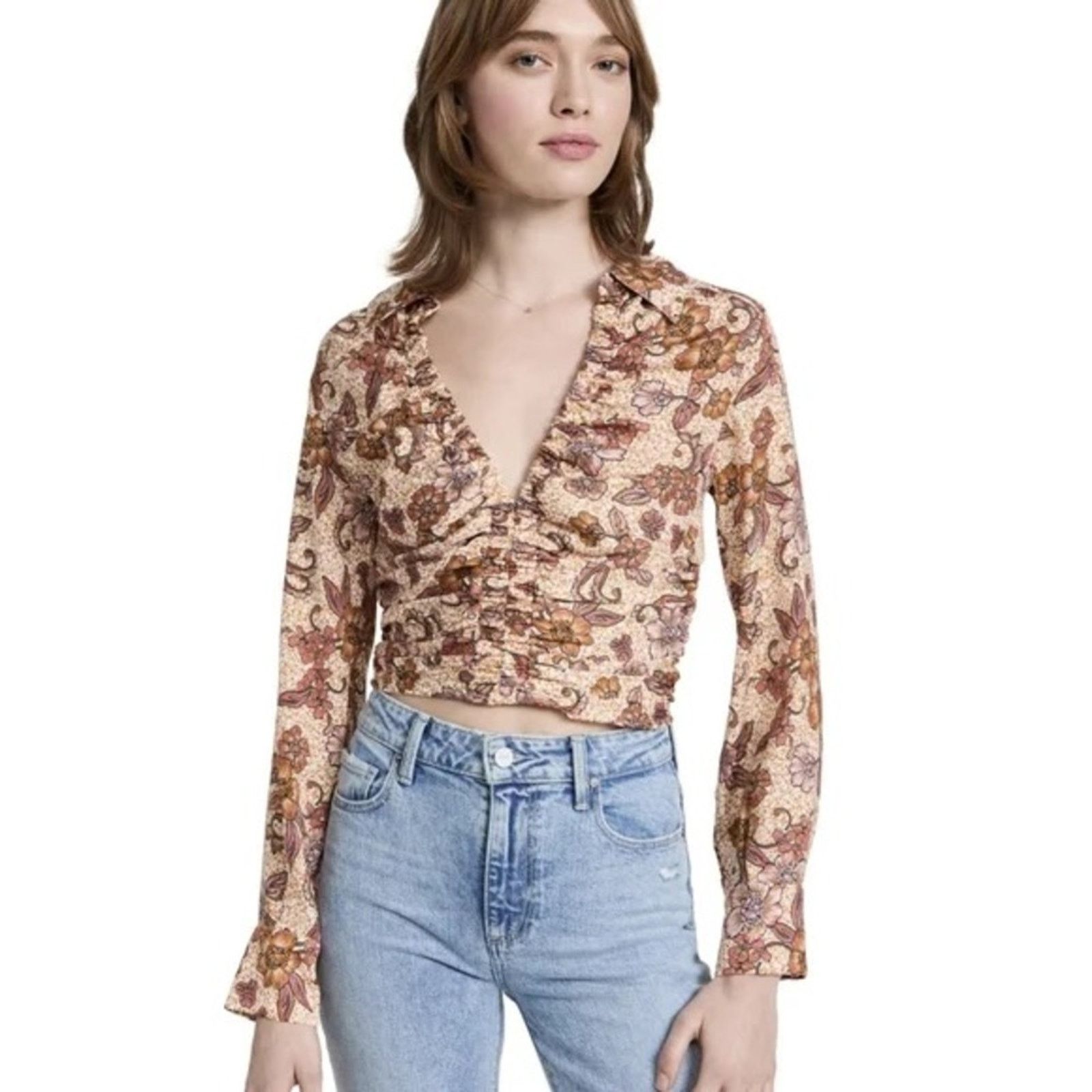 Free People Free People I Got You Long Sleeve Floral Crop Top Womens XS Size XS / US 0-2 / IT 36-38 - 5 Thumbnail