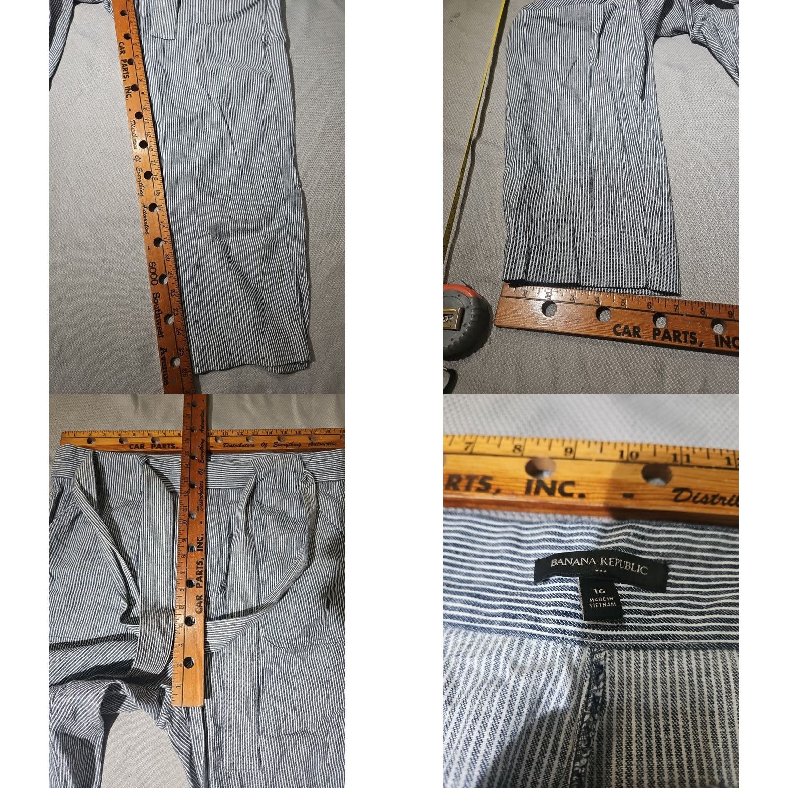 Banana Republic VINTAGE Banana Republic Pants Womens 16 Blue White Linen Blend Beltd Railroad Stripe Casual Workwear Jeans? No, Pants. Size 38" / US 16 / IT 52 - 8 Thumbnail