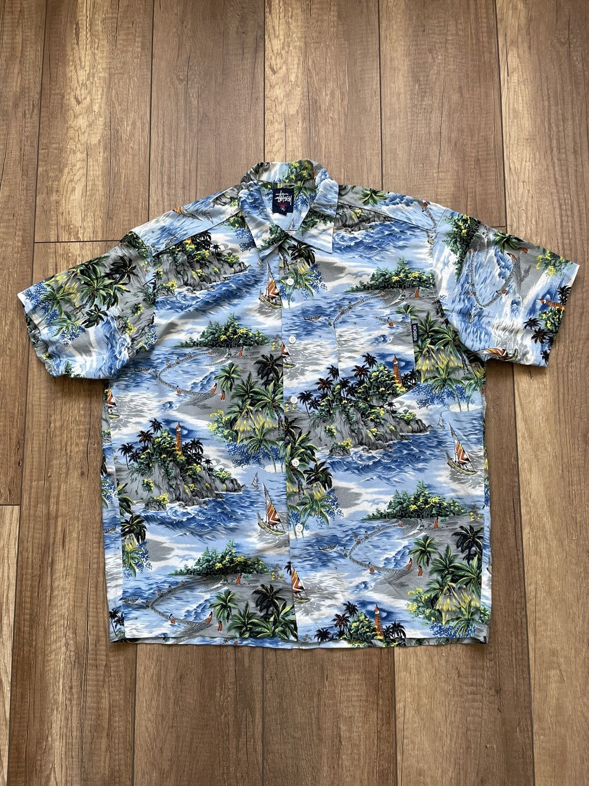 Stussy × Vintage Stussy Hawaiian Regular L Vintage Casual Shirts Size US L / EU 52-54 / 3 - 1 Thumbnail