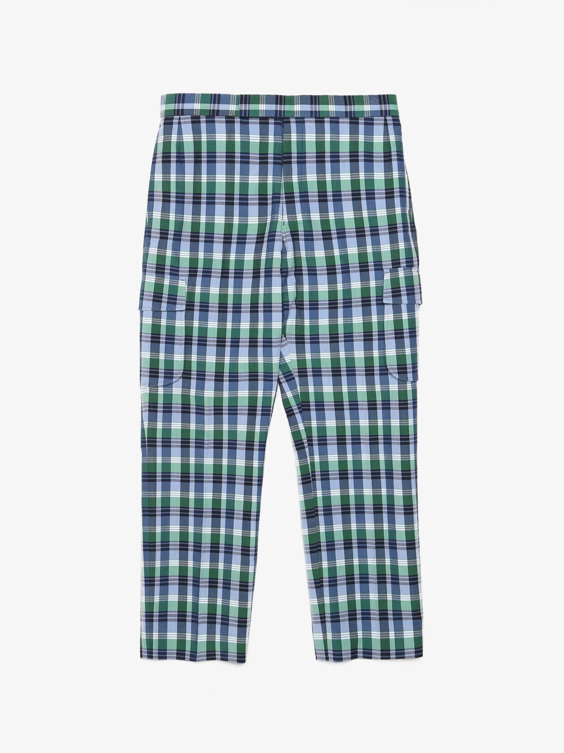 Green And Blue Cotton Lounge Cargo Pants