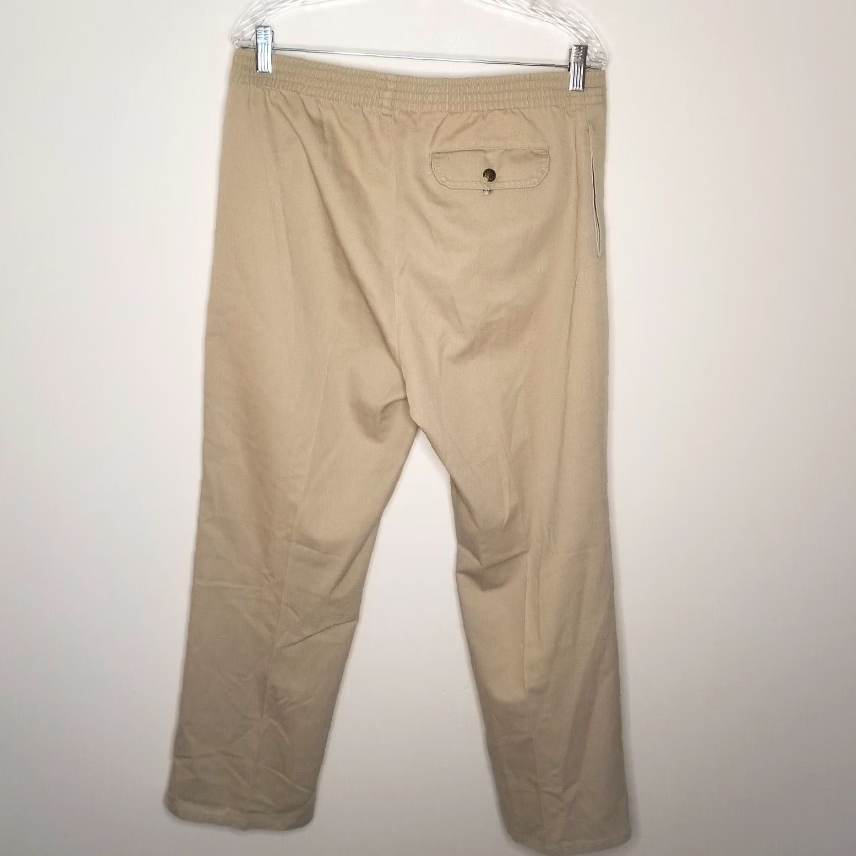 Vintage Mens Oakton Chino Pants 34x30 Beige Elastic Waist Regular Mens Size US 34 / EU 50 - 4 Thumbnail