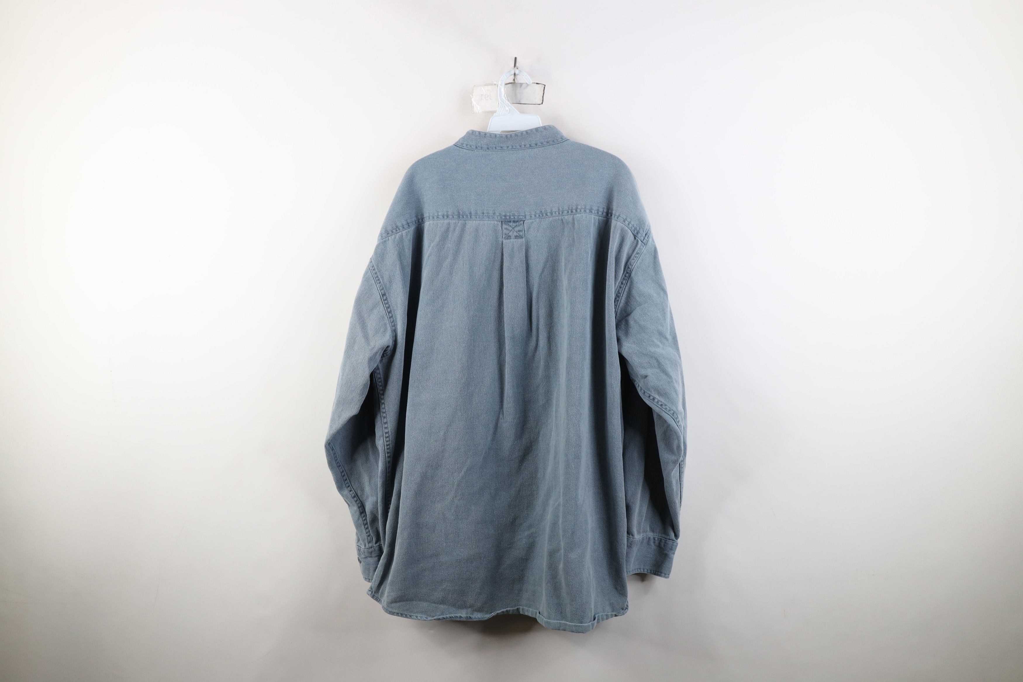 Vintage Vintage 90s Streetwear Cotton Twill Band Collar Button Shirt Size US XXL / EU 58 / 5 - 9 Thumbnail