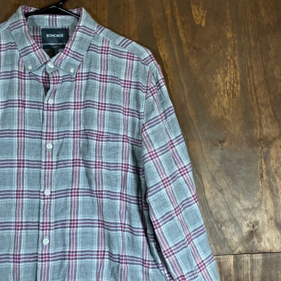 Bonobos Bonobos Shirt Mens Multicolored Plaid Standard Fit Button Down Stretch Large Size US L / EU 52-54 / 3 - 5 Thumbnail