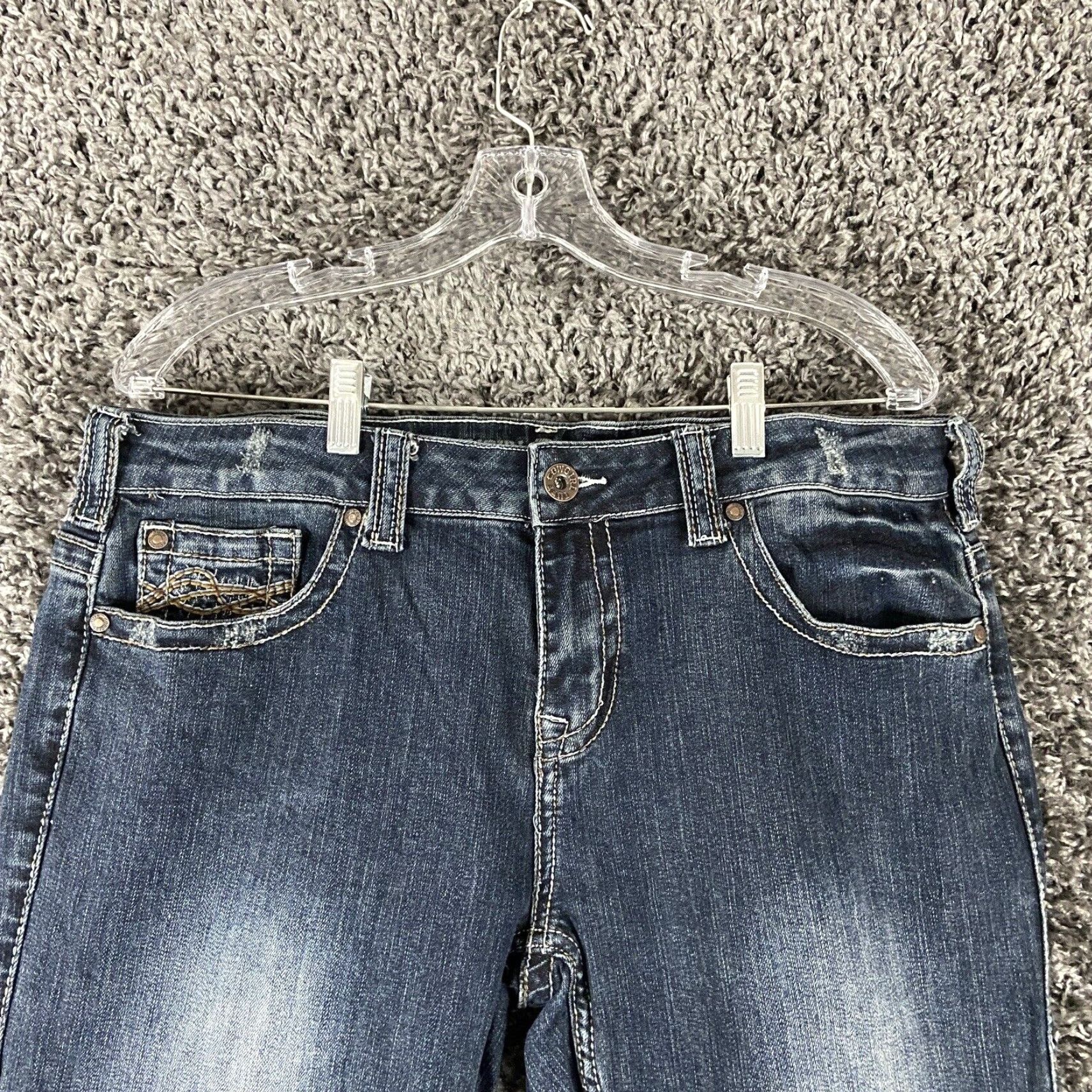CO VINTAGE Cowboy Tuff Co Dark Don’t Fence Me In Jeans Women’s 32 Blue Bootcut Womens 32 Jeans Size 24" / US 00 / IT 34 - 4 Thumbnail