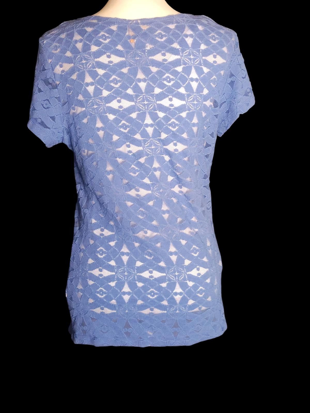 Designer Ruby Rd. Blue Lace Short Sleeve Women's Top Size S / US 4 / IT 40 - 3 Thumbnail