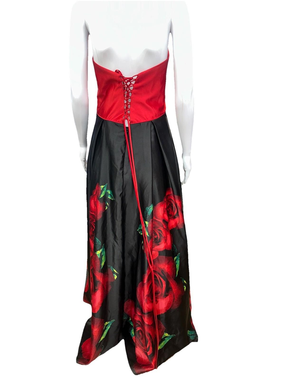 Other Blondies prom dress size 9 red black with rose Corset top Size L / US 10 / IT 46 - 4 Thumbnail
