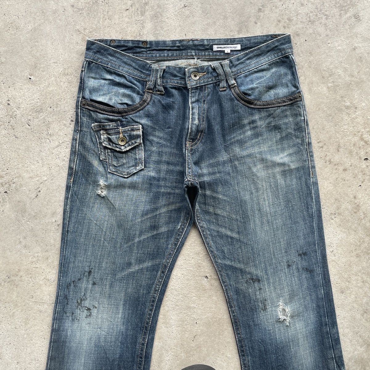 If Six Was Nine Vintage Semantic Design Flare Faded Bootcut Jeans Pants W33 Size US 33 - 4 Thumbnail
