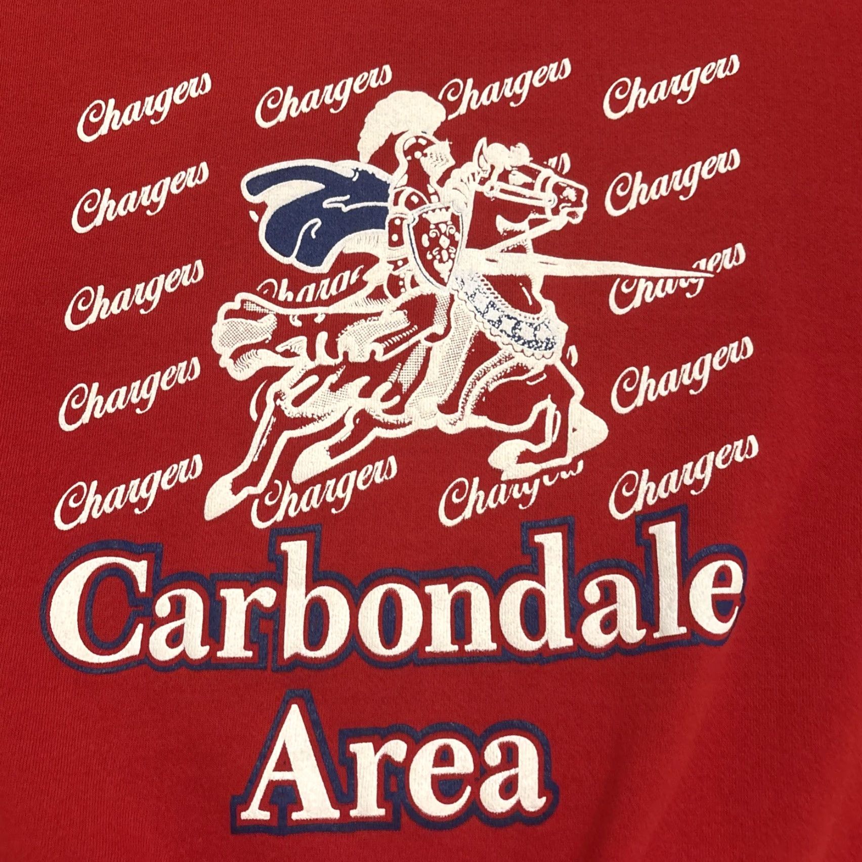 Jerzees VINTAGE Jerzees Crew Neck Sweatshirt Red L Men Carbondale Area Chargers Pennsylvania 90s High School Pullover EUC Chargers, USA, 90s Size US L / EU 52-54 / 3 - 2 Thumbnail