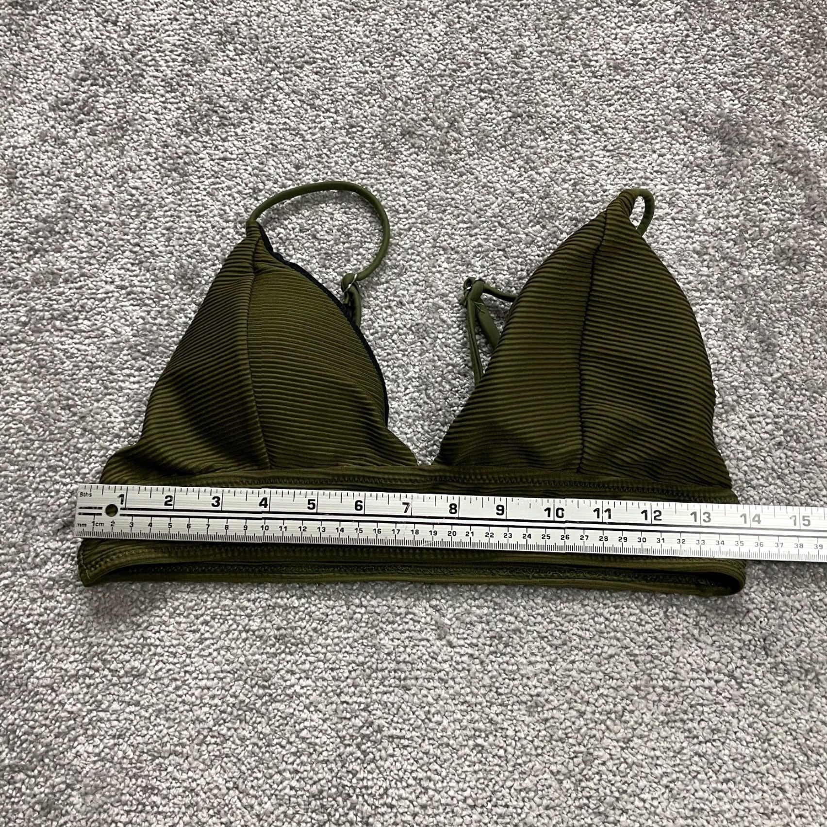 Vintage Unbranded Women's Bikini Top Large Solid Green Spaghetti Strap Beach Swimwear Size L / US 10 / IT 46 - 6 Thumbnail
