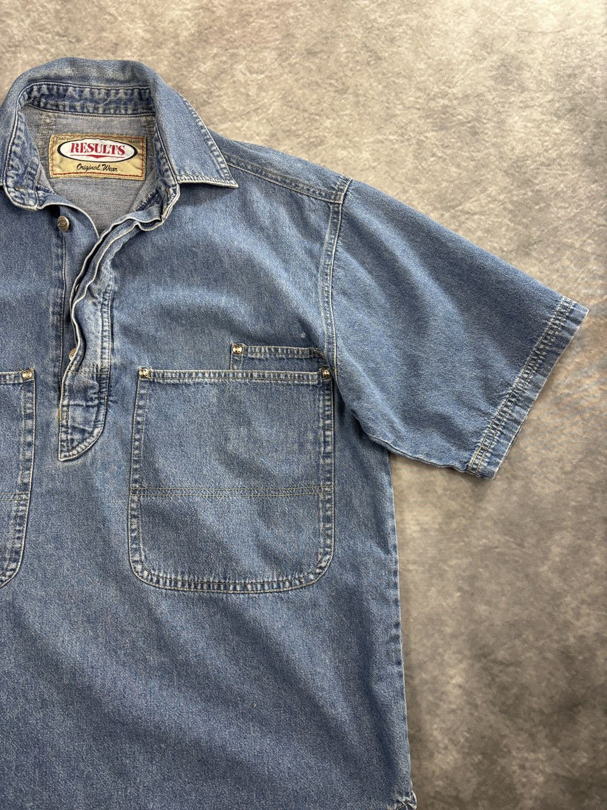 Vintage 1990s Denim Anorak Vintage Work Shirt Jeans Pullover Short Size US M / EU 48-50 / 2 - 9 Thumbnail