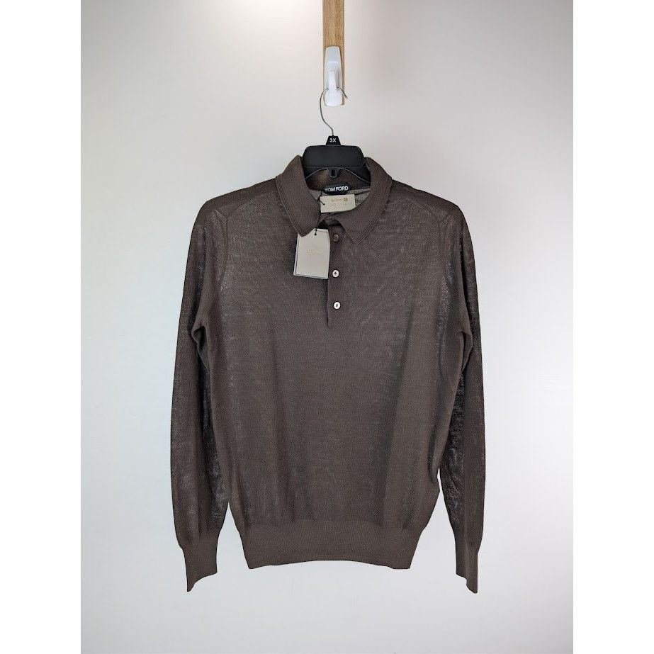 Tom Ford o1rshd1 Knitwear Polo Shirt in Ebony Size US M / EU 48-50 / 2 - 8 Thumbnail