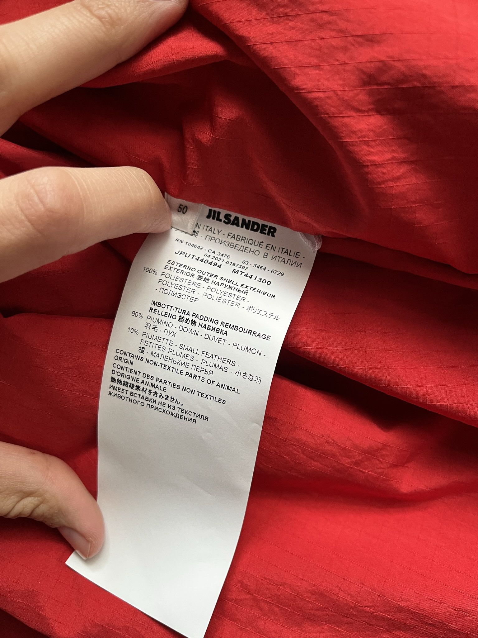 Jil Sander WORN ONCE $1650 Insulator Down Jacket Liner Quilted Red Size US L / EU 52-54 / 3 - 3 Thumbnail