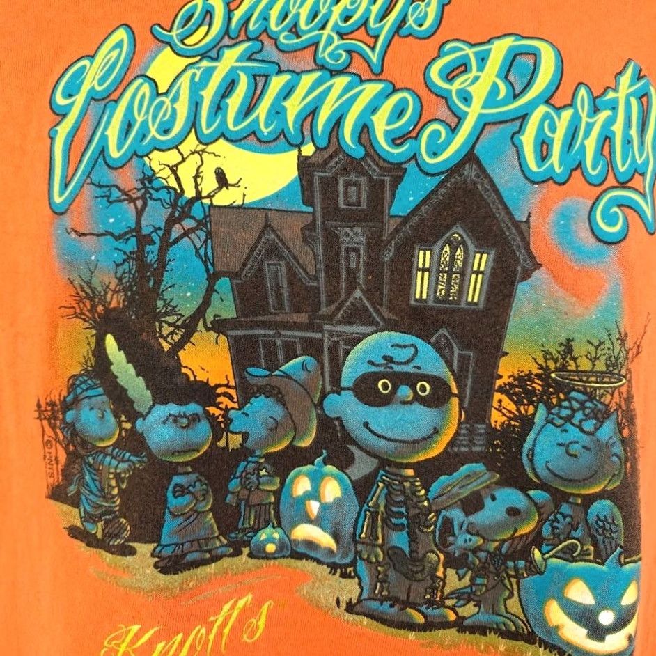 Peanuts Snoopy Peanuts Halloween T Shirt Mens Small Orange Knott's Scary Farm Party Shirt Size US S / EU 44-46 / 1 - 3 Thumbnail