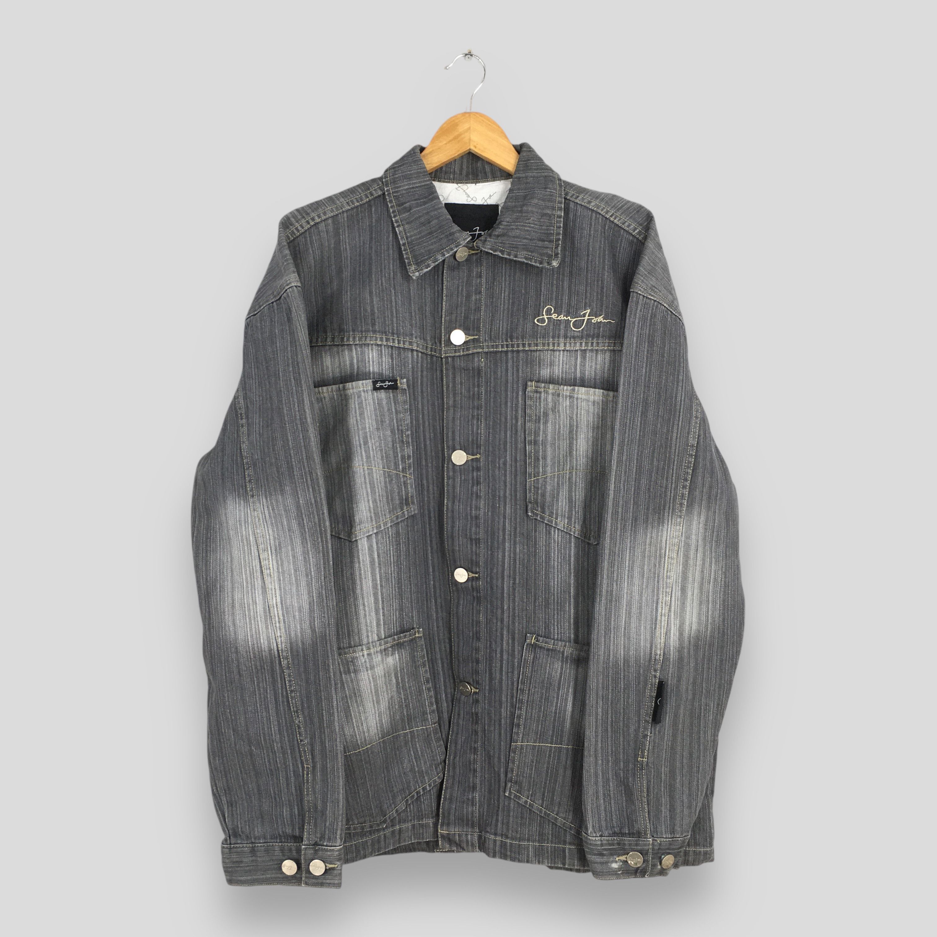 Sean John Vintage 90s Sean John Gray Jeans Workers Jacket 2XLarge Size US XXL / EU 58 / 5 - 1 Thumbnail