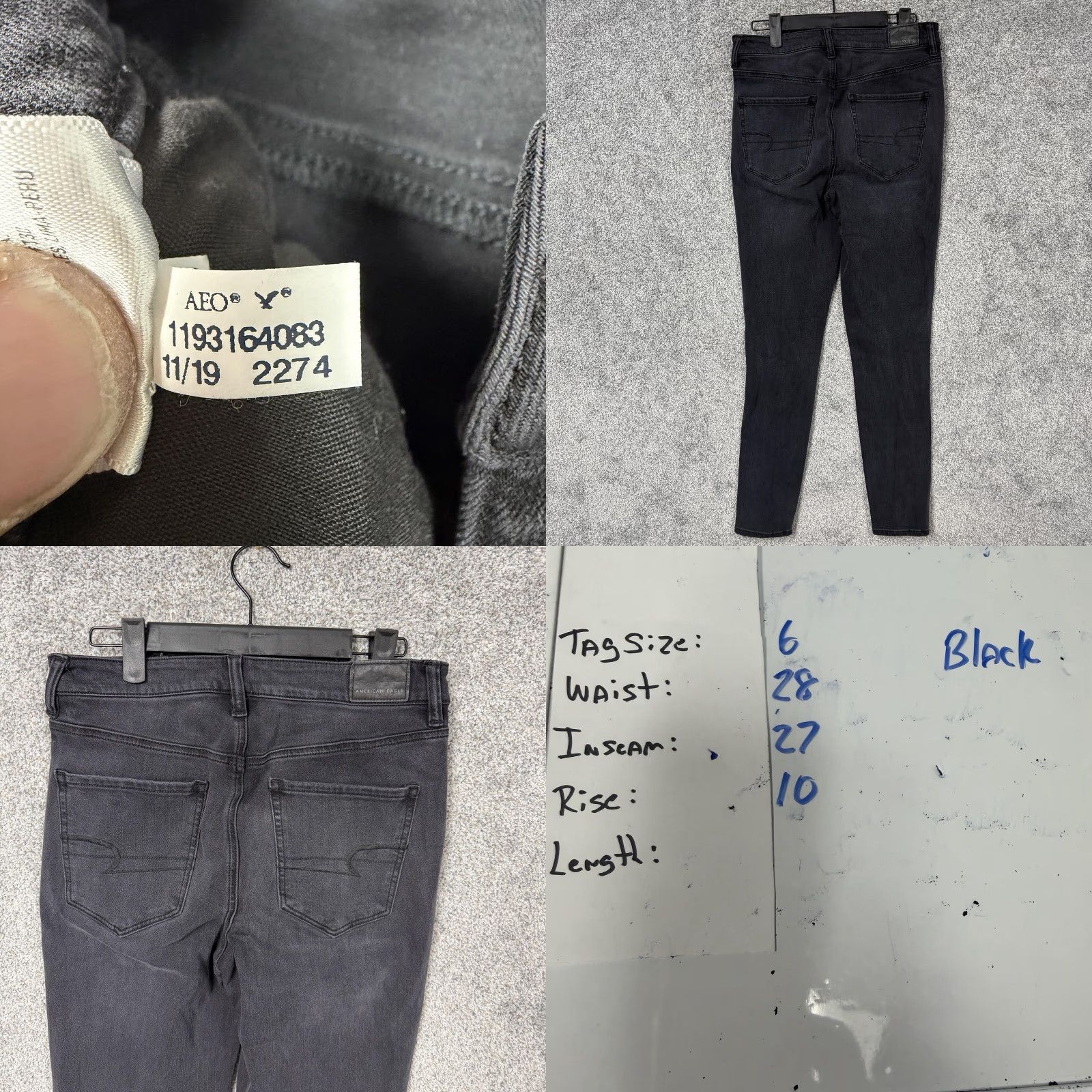 American Eagle Outfitters American Eagle Jeans Women 6R Black Distressed Super Stretch Edgy Alt Grunge Y2K Womens Size 28" / US 6 / IT 42 - 9 Thumbnail