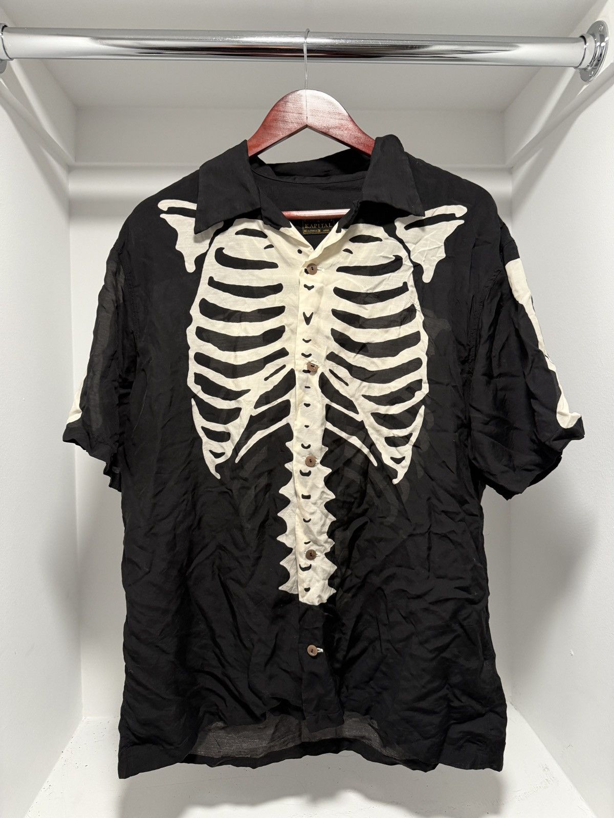 Laptop Black Skeleton Button Up Short Sleeve
