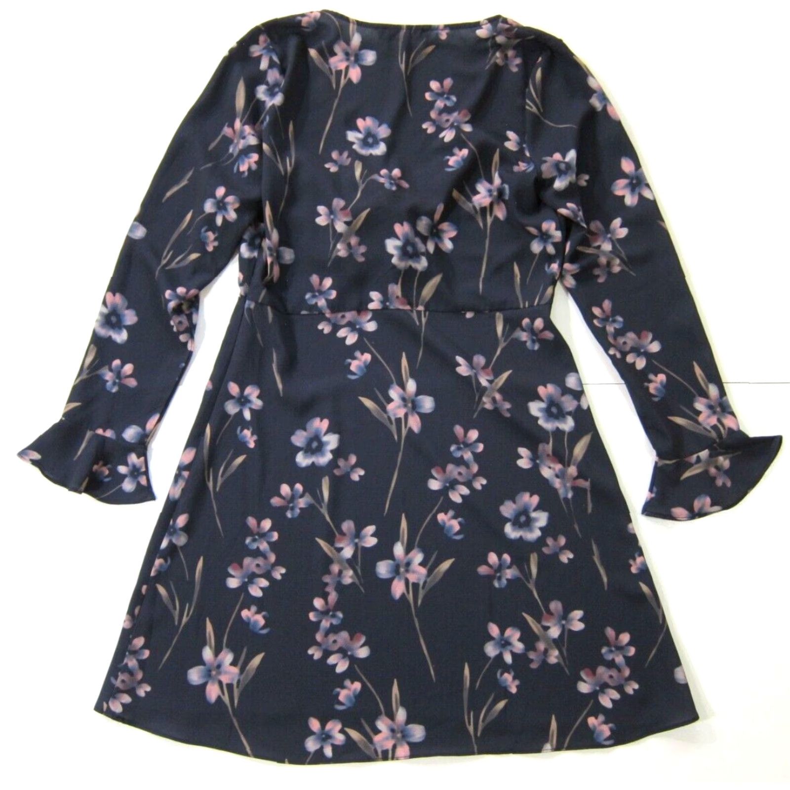 Vintage Olivaceous Dress Women Blue Pink Floral Long Sleeve V-Neck Fit Flare Empire M Size M / US 6-8 / IT 42-44 - 2 Thumbnail