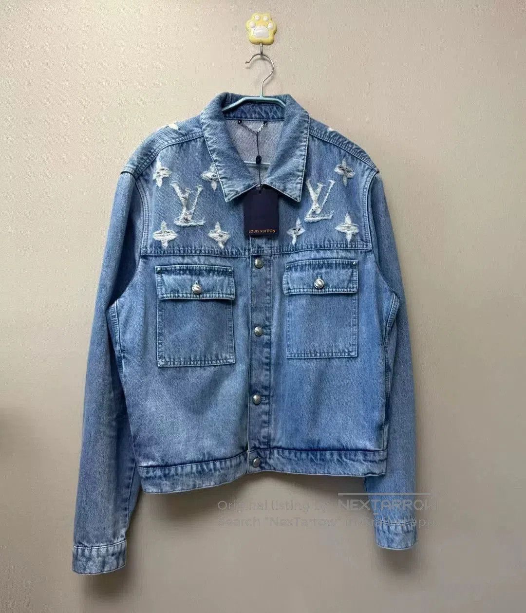 Louis Vuitton Louis Vuitton Blue Destroyed Logo Denim Jacket. Size US XL / EU 56 / 4 - 1 Thumbnail