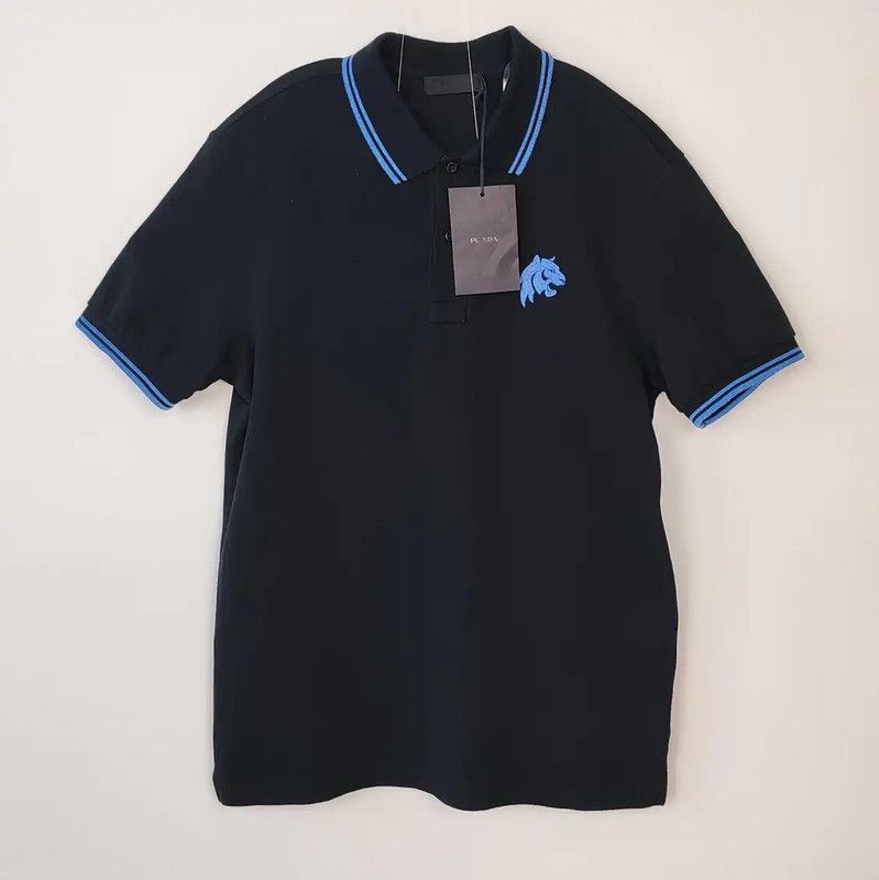 Prada Prada Men's Black Polo Shirt with Blue Accents Size US M / EU 48-50 / 2 - 1 Thumbnail