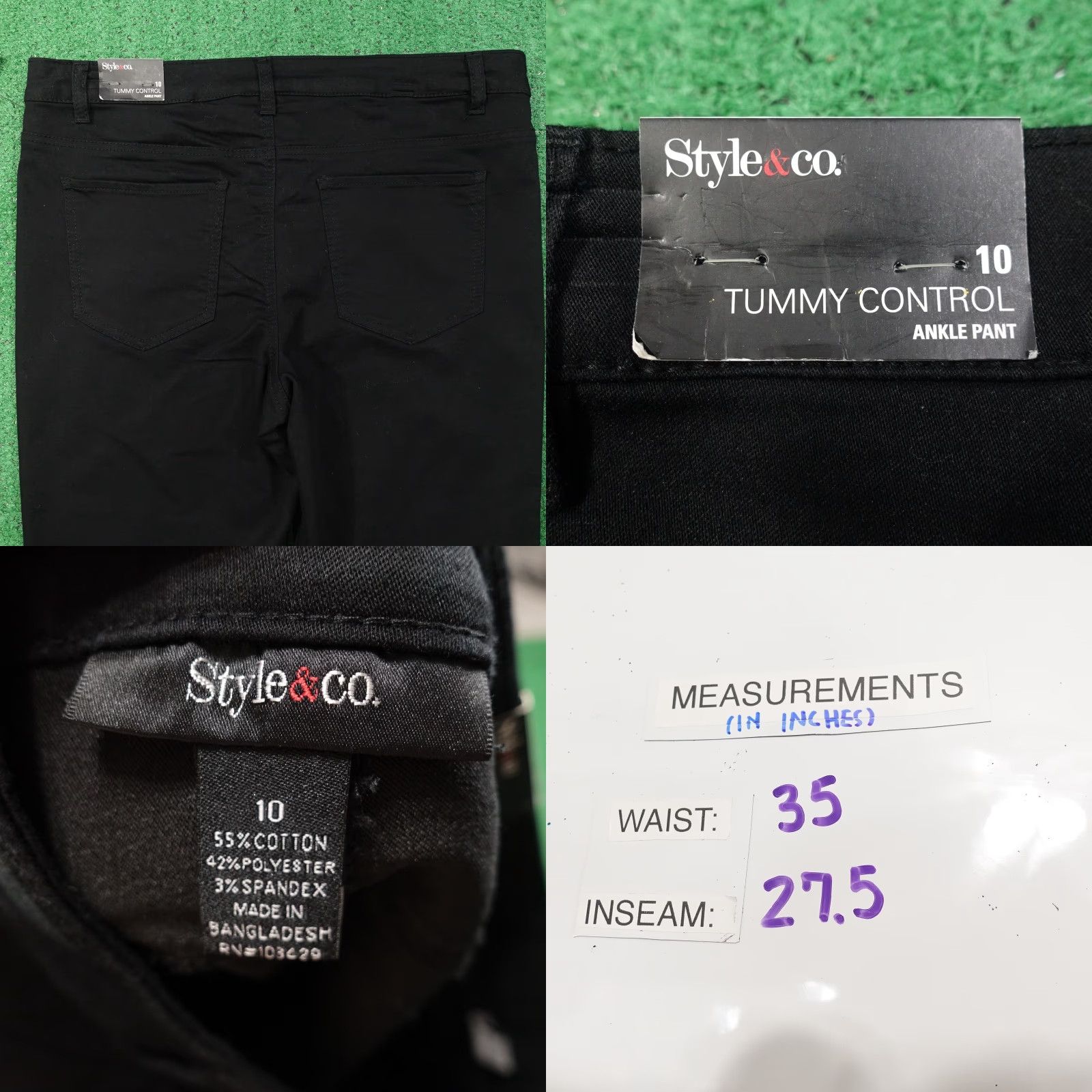 Vintage Style&co Pants Womens 10 Black Tummy Control Ankle Premium Stretch Slim Fit -O2 Size 32" / US 10 / IT 46 - 8 Thumbnail