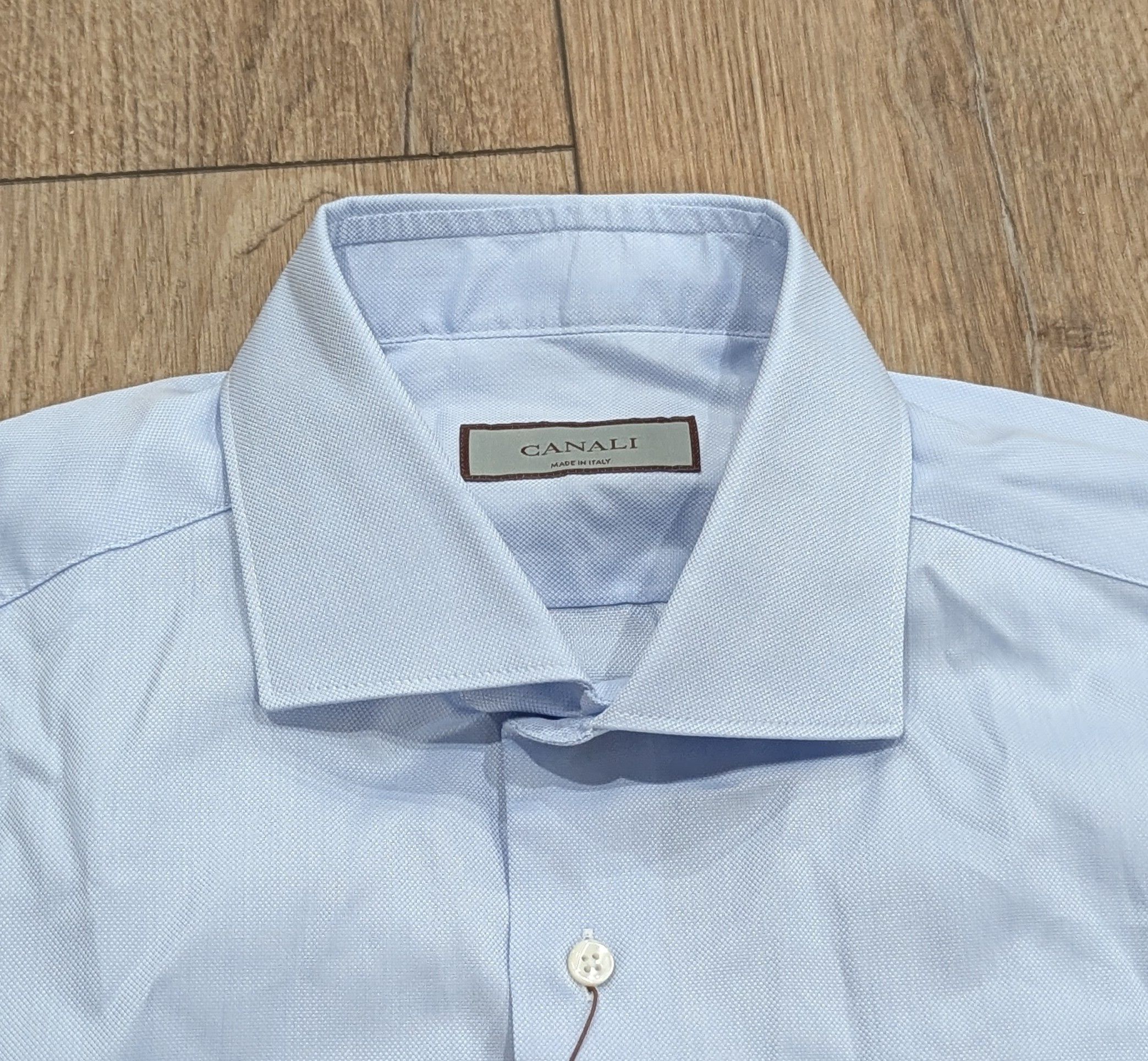 Canali CANALI Textured Cotton Dress Shirt Light Blue 45 US 17.75 Size US XXL / EU 58 / 5 - 2 Thumbnail